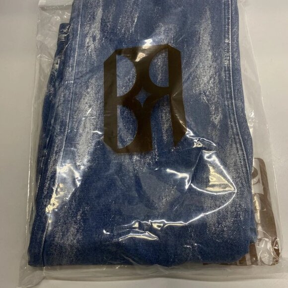 NEW BIRTH OF ROYAL CHILD Men’ Embossed Silver Washed Denim Straight Jeans Size L - Picture 2 of 11